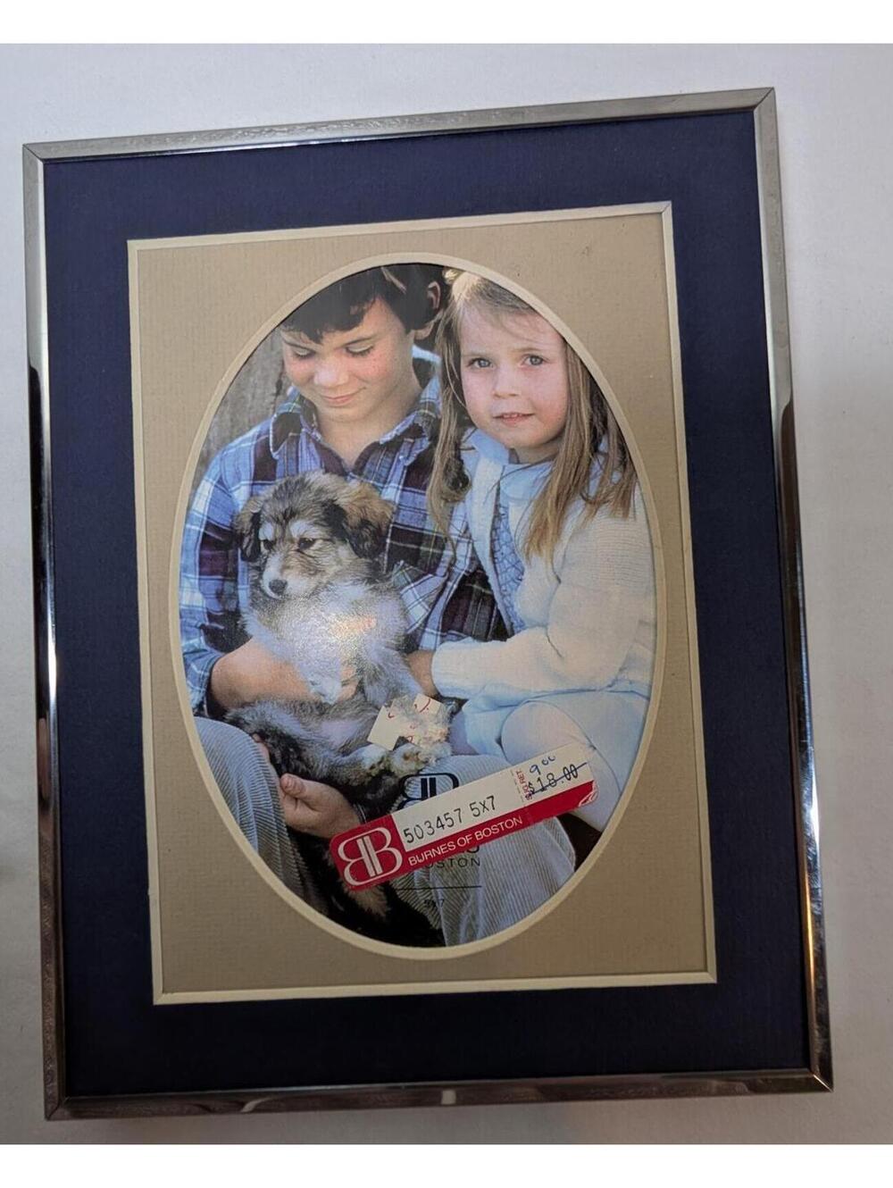 Vintage Burnes of Boston Oval Window Picture Frame with Double Matting